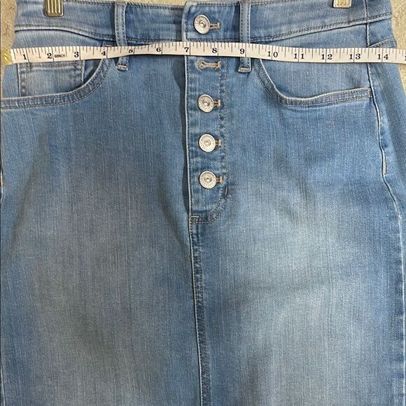 Banana Republic Blue Denim Button-Front Skirt, Size 4 - Picture 3 of 9